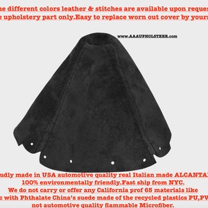 Fits Mazda Miata 1990-1997 New Black Genuine ALCANTARA Suede Shift Boot with Black Top Stitches (Leather Part Only) by the AAAUPHOLSTER.com