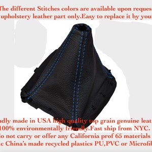 Fits Mazda Miata 1990-1997 New Black Genuine Leather Shift Boot with Blue Top Stitches (Leather Part Only) Made by the AAAUPHOLSTER.com