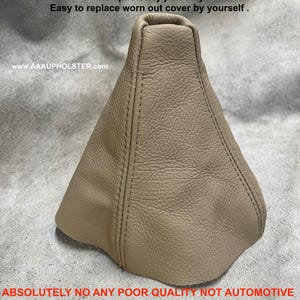 for All BMW E34 5-Series 1987–96 Manual Stick Genuine Leather Pergament color SHIFT BOOT M5 M535i made by aaaupholster.com