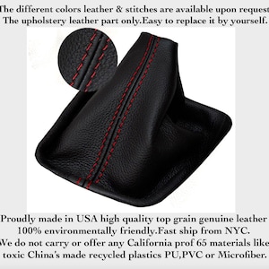 Fits Ford Mustang 2015 2016 2017 2018 2019 20 21 22 New Black Genuine Leather Manual Shift Boot(Skin Part Only) Red Top Stitches Made in USA
