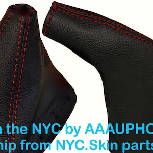 Shift & E Brake Boots Set Real Leather for 90-97 Mazda Miata Black with red stitches Manual Stick
