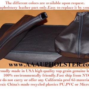 Fits Chevrolet Corvette C6 2005-2013 New Upholstery parts for Shift & E Brake Boot Armrest cover Black Genuine Leather Blue Top stitches