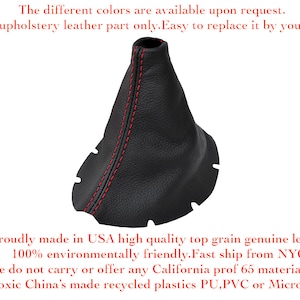 For Chevrolet Corvette C6 2005-2013 Manual Stick shifter Shift Boot Black Genuine Italian Leather Red Top Stitches made by Aaaupholster.com