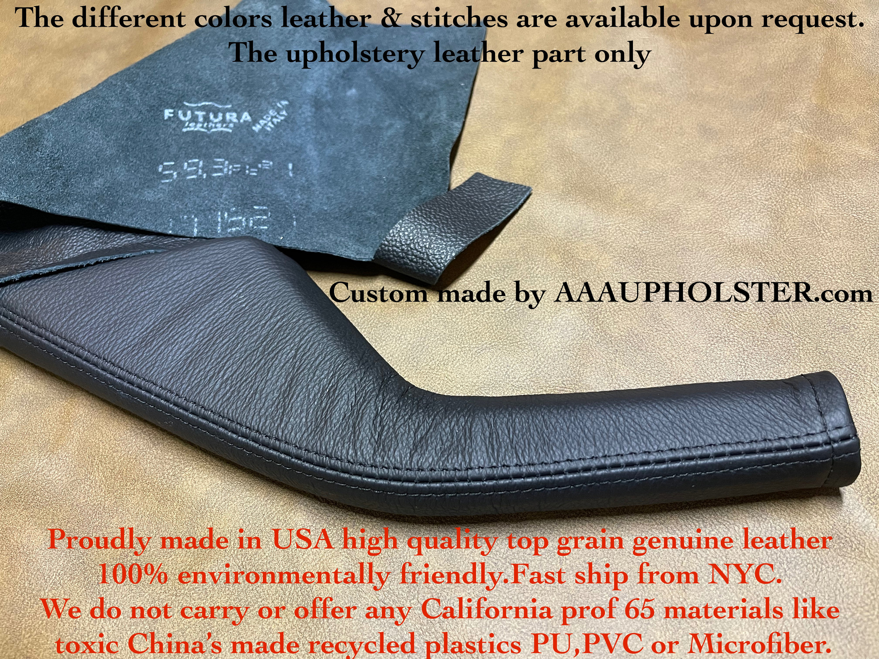 for PORSCHE 924 944 968 75-95 Hand Brake Emergency Boot New Black Genuine Italian Leather Black top stitches Made in USA Fast Ship from NYC