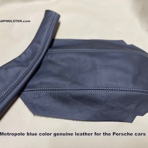 Für Porsche Boxster 996 986 1999-05 Metropol blaue Farbe Set mit Handbremsmanschette und Armlehnenbezug für manuelle oder automatische Direktmontage