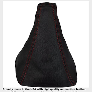 FürMitsubishi Eclipse 2000-2005 Neue Schaltmanschette Shift Boot Schwarz-echtes italienisches Leder rote Stiche gemacht durch die AAAUPHOLSTER.com