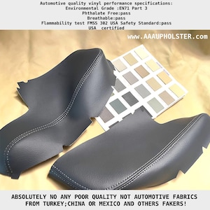Fits Honda Ridgeline 06-14 Vinyl for both Front Door Panel Armrest Covers Interior Upholstery Replacement very Dark Gray Trim Code *NH607L*