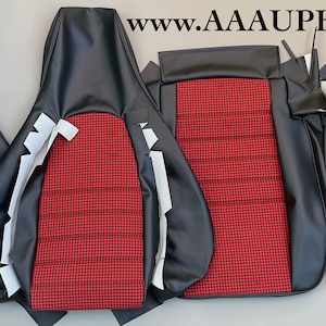 Porsche 911 944 951 964 968 Standard Seats Upholstery Recovery Kit 1986-94 Vinyl covers center inserts Retro Houndstooth by AAAUPHOLSTER.com
