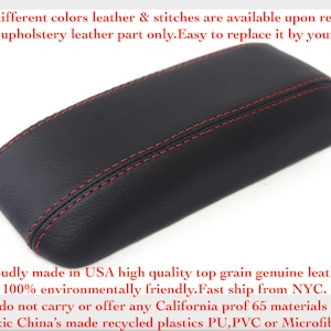 Fit Acura TSX 2003-07 New Black Genuine Italian Leather Armrest cover with Red Top Stitches (Leather Part Only) Made by the AAAUPHOLSTER.com