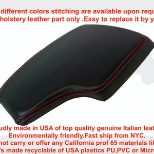For BMW F30 2014 2015 2016 2017 2018 3-Series Black Genuine Italian Leather Armrest cover fits console lid red top Stitches Skin part only