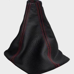 HUMMER H3 2005-2011 AUTOMATIC New Black Genuine Leather Shift Boot with Red Top Stitches (Leather Part Only) Made by the AAAUPHOLSTER.com