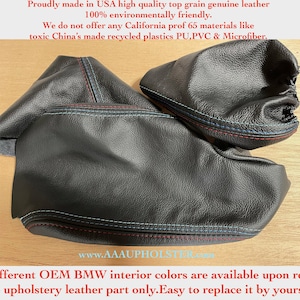 Fits All BMW E46 3-Series 1999-2005 Automatic Genuine Italian Leather M///Style stitches Armrest cover & Boots set Skin parts only