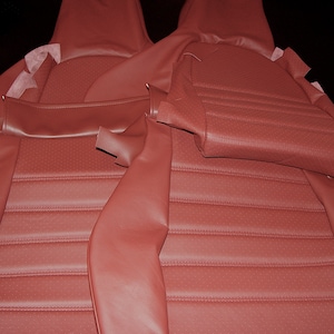 Porsche 911 944 951 964 968 Standard Seats New Upholstery Recovery Kit 1986-1994 Burgundy Vinyl covers center perforated by AAAUPHOLSTER.com