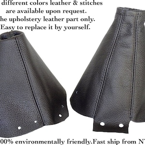 Fits Nissan 300ZX 1999-2000 New Black Genuine Leather Shift & E brake Boot Black Top Stitches (Leather Part Only) Made by AAAUPHOLSTER.com