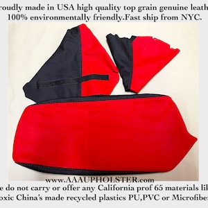 For Chevrolet Corvette C5 1997-04 Manual Shift & E Brake Boot,Armrest cover Genuine Leather Two Tone Red torch and Black by Aaaupholster.com