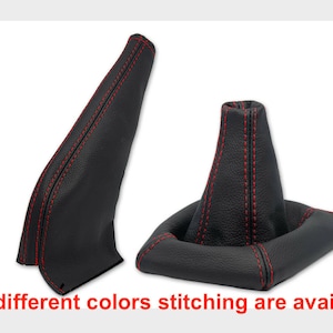 For Mitsubishi GTO 3000Gt 1989-2000 Dodge STEALTH 1991-1996 New Gear Gaiter Shift & E Brake boot Black Genuine Italian Leather Red Stitches