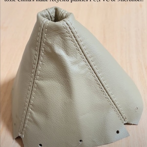 Fits Mazda Miata 1999-2004 MX5 New Beige Genuine Leather Shift Boot with beige Top Stitches (Leather Part Only) Made by the AAAUPHOLSTER.com