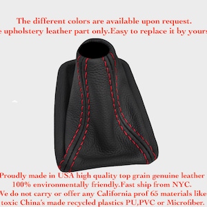 For CHEVROLET CAMARO 10-15 Manual gear gaiter stick Shifter new Shift Boot Genuine automotive Leather red stitch crafted by AAAUPHOLSTER.com