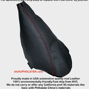 For Chevrolet Corvette C5 1997-2004 Emergency Brake Boot Black Genuine Italian Leather Red Top Stitches made by Aaaupholster.com
