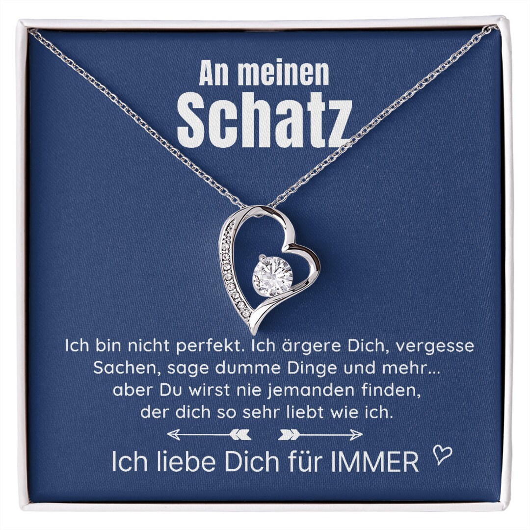 14k Weißgold Herz Halskette an Meinen Schatz Foreverlovehalskette Etsy