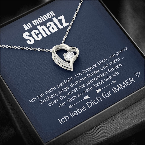 Schmuck Design | 14k Weißgold Herz Halskette - An meinen Schatz - Forever-Love-Halskette.15