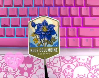 Handmade Vinyl sticker  - Colorado State flower "Blue Columbine"