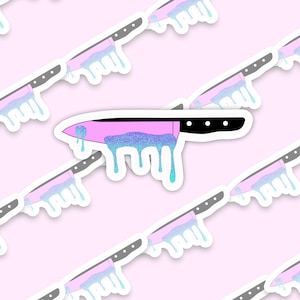 Handmade Vinyl sticker  - "Spooky Glitter knife"