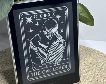 Kindle screensaver for lock screen- “The Cat lover” screensaver cover for kindle paperwhite (6.8” kindle example in picture)