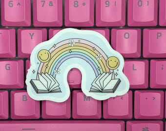 Handmade Vinyl sticker  - "Rainbow books"
