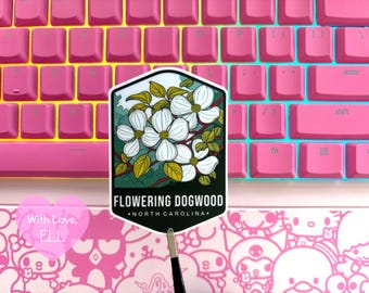 Handmade Vinyl sticker  - North Carolina State flower "Flowering dogwood"