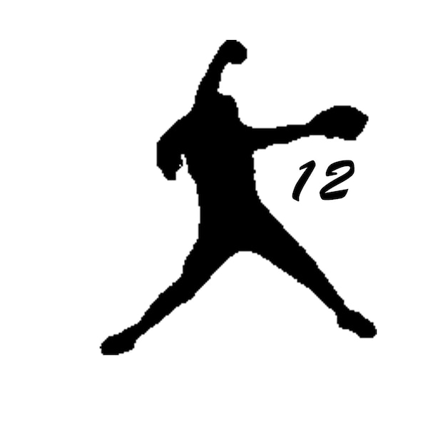 Sticker- Softball Pitcher with Jersey number