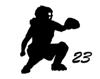Catcher sticker with jersey number