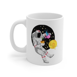 Astronaut Watering Plant In Space Coffee Mug 11oz