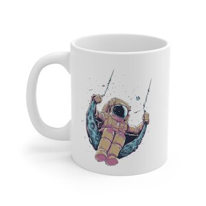 Astronaut Swinging On Moon In Space Coffee Mug 11oz