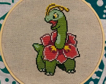 Meganium Finished Cross Stitch