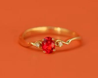 Vintage Ruby Ring - 18k Solid Gold Ruby Ring - Dainty Ruby Ring - Antique Ruby Ring - Wedding Anniversary Gift - Christmas Gifts
