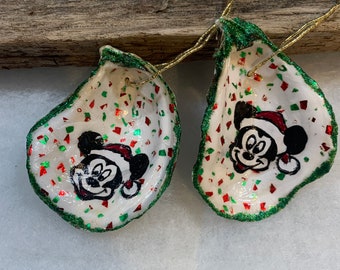 Oyster shell Mickey Mouse ornament