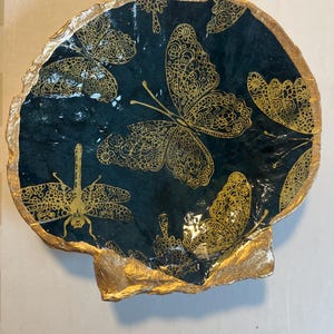 Scallop shell trinket/Ring dish medium size Decoupage