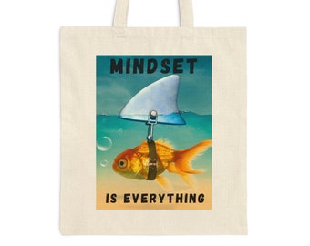 Mind Set is Everything | Cute Fish Gift | Cute Canvas Tote Bag Animal Lover Gift Aesthetic Tote