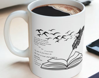 The Tortured Poets Department Coffee Mug | Poets-Books-Birds Design Ceramic Mug | Celebrity Mug | #TTPD-#TS24 Lover Gift