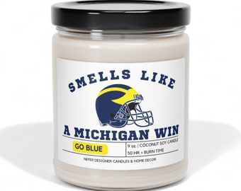 Smells Like A Michigan Win-Go Blue Candle | Unique Personalized Gift Idea | College Football Candle | Wolverine Sports Fan Gift