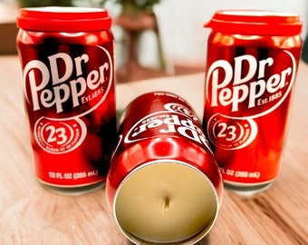 Dr Pepper Scented Soy Candle | Hand Poured | 12 oz Soda-Themed Can Candle  | Mothers Day | Birthday Present