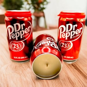 Dr Pepper Scented Soy Candle | Hand Poured | 12 oz Soda-Themed Can Candle  | Mothers Day | Birthday Present