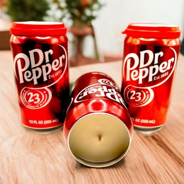 Dr Pepper Geurende Sojakaars | Handgegoten | 12 oz frisdrank-thema blikkaars | Moederdag | Verjaardagscadeau
