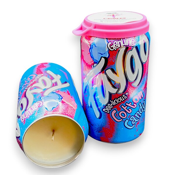 Faygo Cotton Candy Soda Soy Candle | Hand Poured Faygo Cotton Candy Can Candle | 12 oz Soda-Themed Can Candle