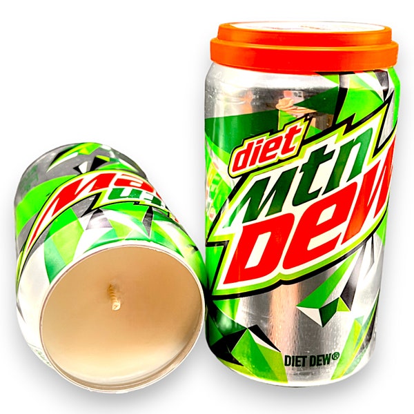 Diet Mountain Dew Soda Scented Soy Candle | Hand Poured Diet Mountain Dew Can Candle | 12 oz Soda-Themed Can Candle