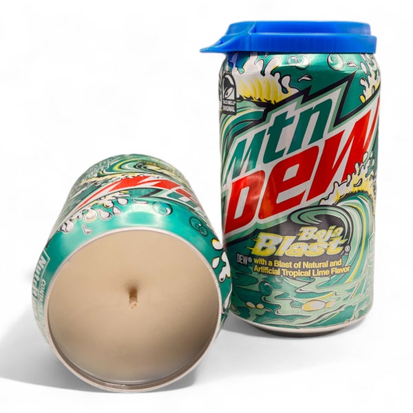 Baja Blast Mountain Dew Soda Soy Candle | Baja Blast Scented Can Candle | 12 oz Soda-Themed Candle | Gift for Taco Bell Lover | Eco Gifts