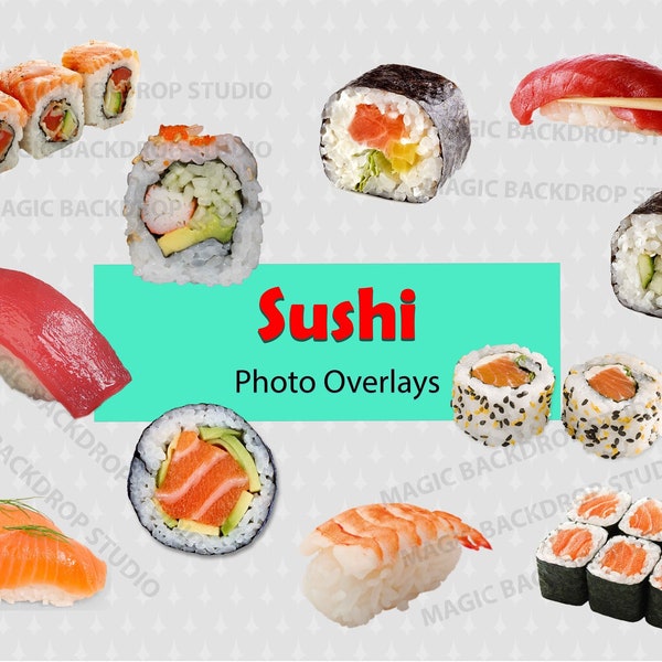 Sushi slices foods PNG bundles bundle salmon fish rice clip art Overlay Photoshop Overlays seaweed Prop Digital Scrapbook Composite Clipart