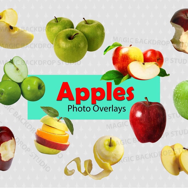 Apples Apple Fruit PNG Bundle foods fruits teacher school clip art Overlay Photoshop Overlays cut template Prop Scrapbook Composite Clipart