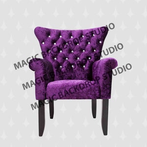 Purple Sitting Chair Arm chairs antique velvet clip art Overlay Photoshop template Prop Digital Scrapbook Composite PNG Clipart PNG image 1